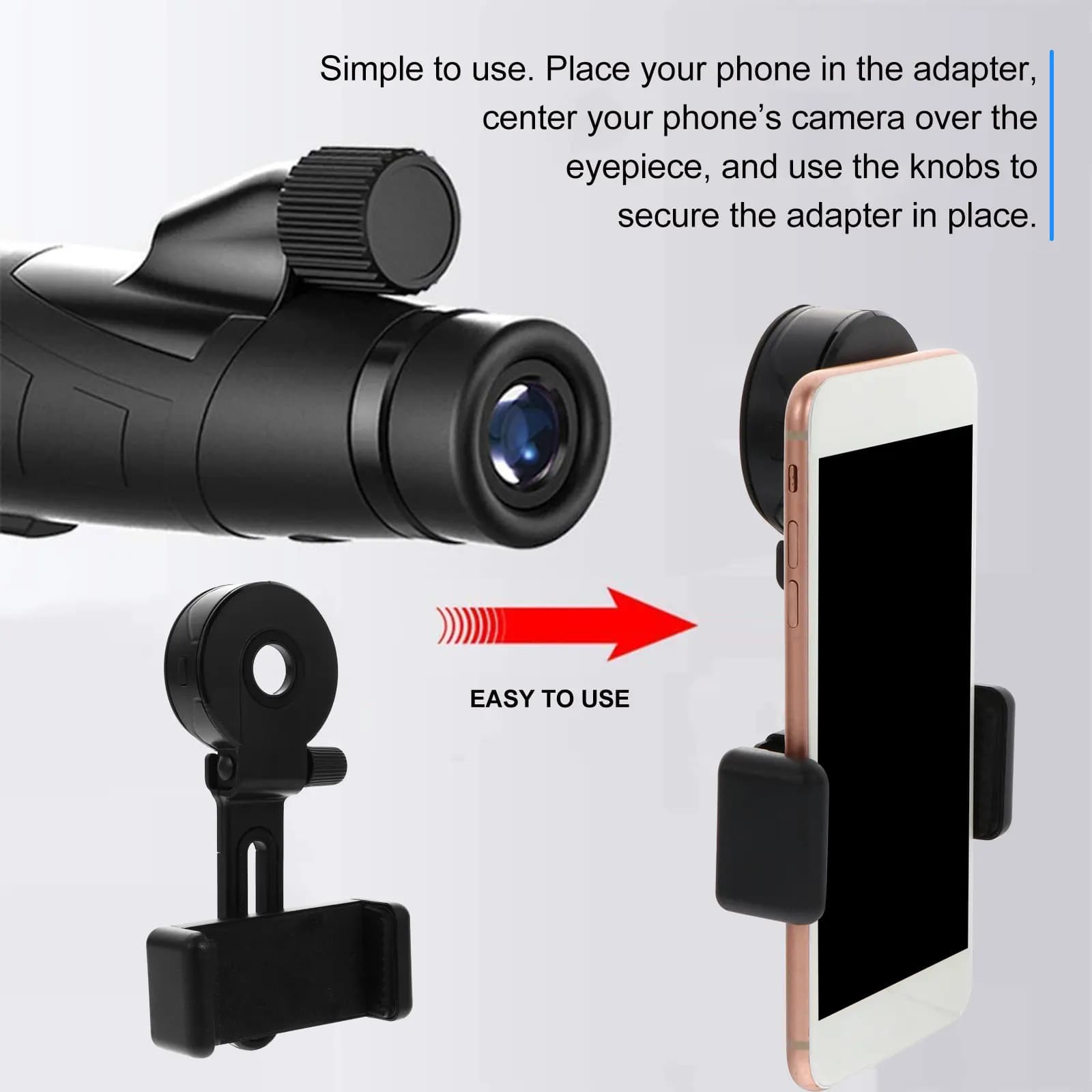 Adattatore per Smartphone in ABS, Clip per Telefono per Telescopio, Microscopio, Monocolo, Supporto Fotografico Stabile e Sicuro