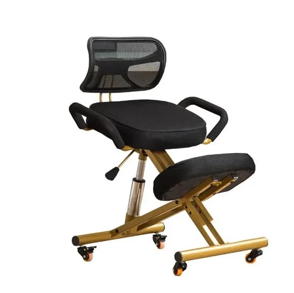 Sedia inginocchiata dal design ergonomico con schienale, maniglia e rotelle Cuscino in tessuto a rete Sedile per computer da ufficio Sedia posturale ergonomica per ginocchio