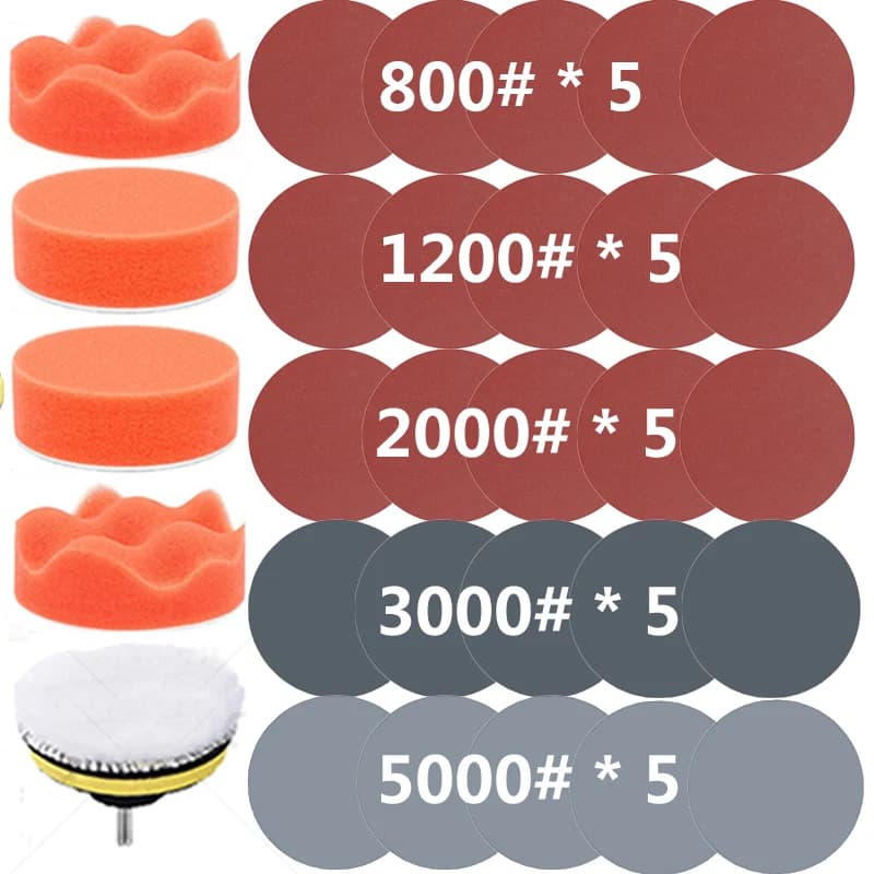 Repair kit for 3 inch headlights 75mm Car polishing disc Car abrasive sponge for automatic waxing with sandpaper for car details