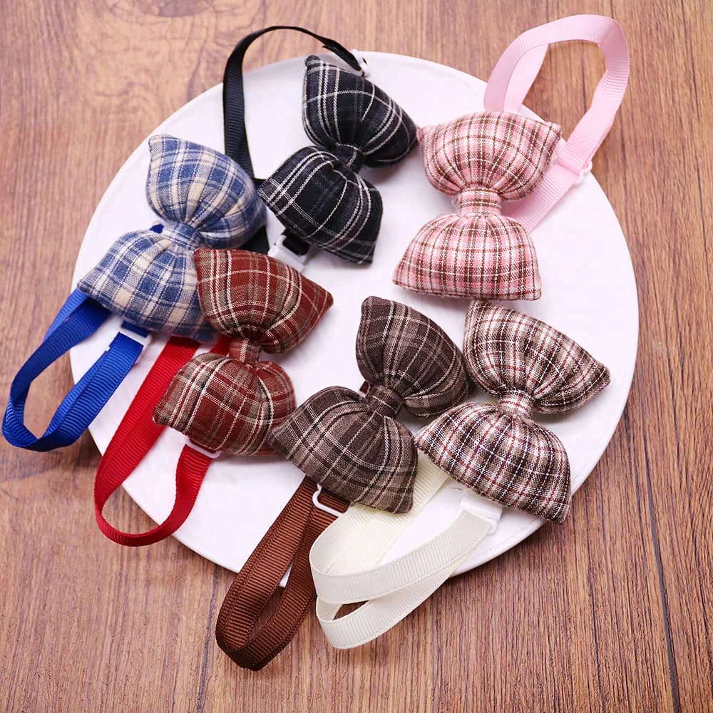100/50PCS Plaid Dog Bowties Adjustable Pet Dog Bow Ties Collars Classical Puppy Neckties Fashion Pet Products For Dogs and Cats