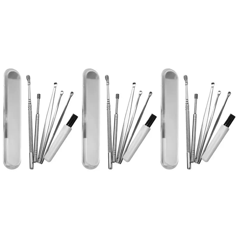 ABKW-18Pcs Ear Pick Set Stainless Steel Earpick Ear Wax Curette Remover Ear Cleaner Spoon Spiral Ear Clean Tool With Case