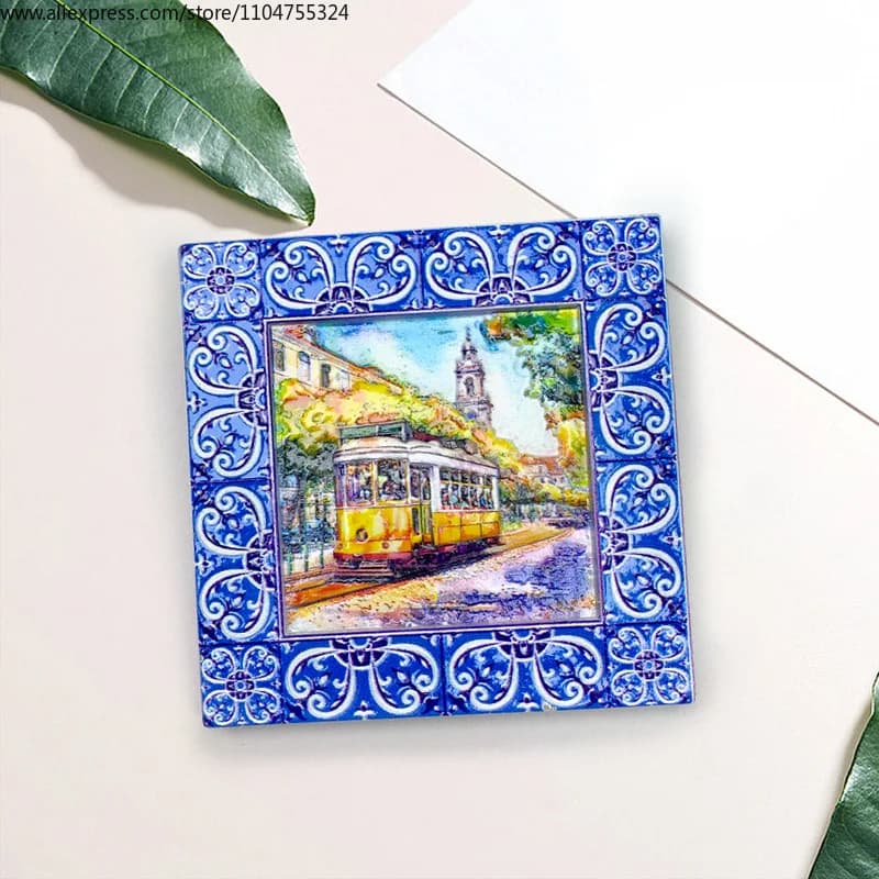 Portogallo caratteristico tram piastrelle merchandise adesivi magnetici per frigorifero souvenir di viaggio decorazione della casa artigianato