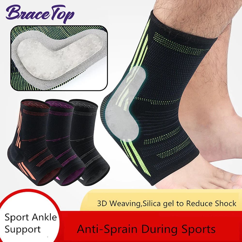 BraceTop 1 PC Tutore per caviglia sportivo a compressione con imbottitura in silicone Proteggi il tallone Supporto per caviglia Basket Calcio Protezione per caviglia