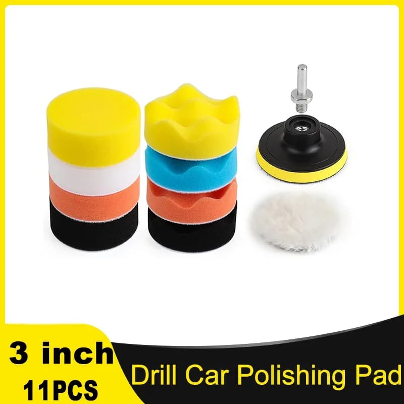 Kit 11 Pezzi Tamponi Lucidanti da 3 Pollici in Schiuma e Lana per Trapano, Lucidatrice per Auto, per Levigatura, Ceratura, Sigillatura e Lucidatura a Smalto