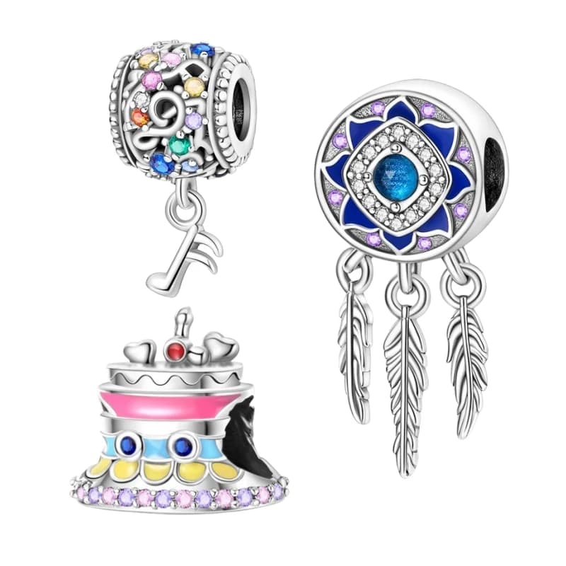 NEW Authentic 925 Sterling Silver Dreamcatcher Cake Rainbow Original Charm Dangle Beads Fit Bracelet Jewelry Women Gifts