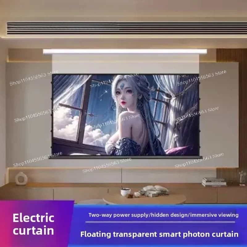 Schermo per Proiettore Elettrico Domestico con Telecomando, Sollevamento Automatico, Alta Definizione, per Home Theater e Proiezione Integrata