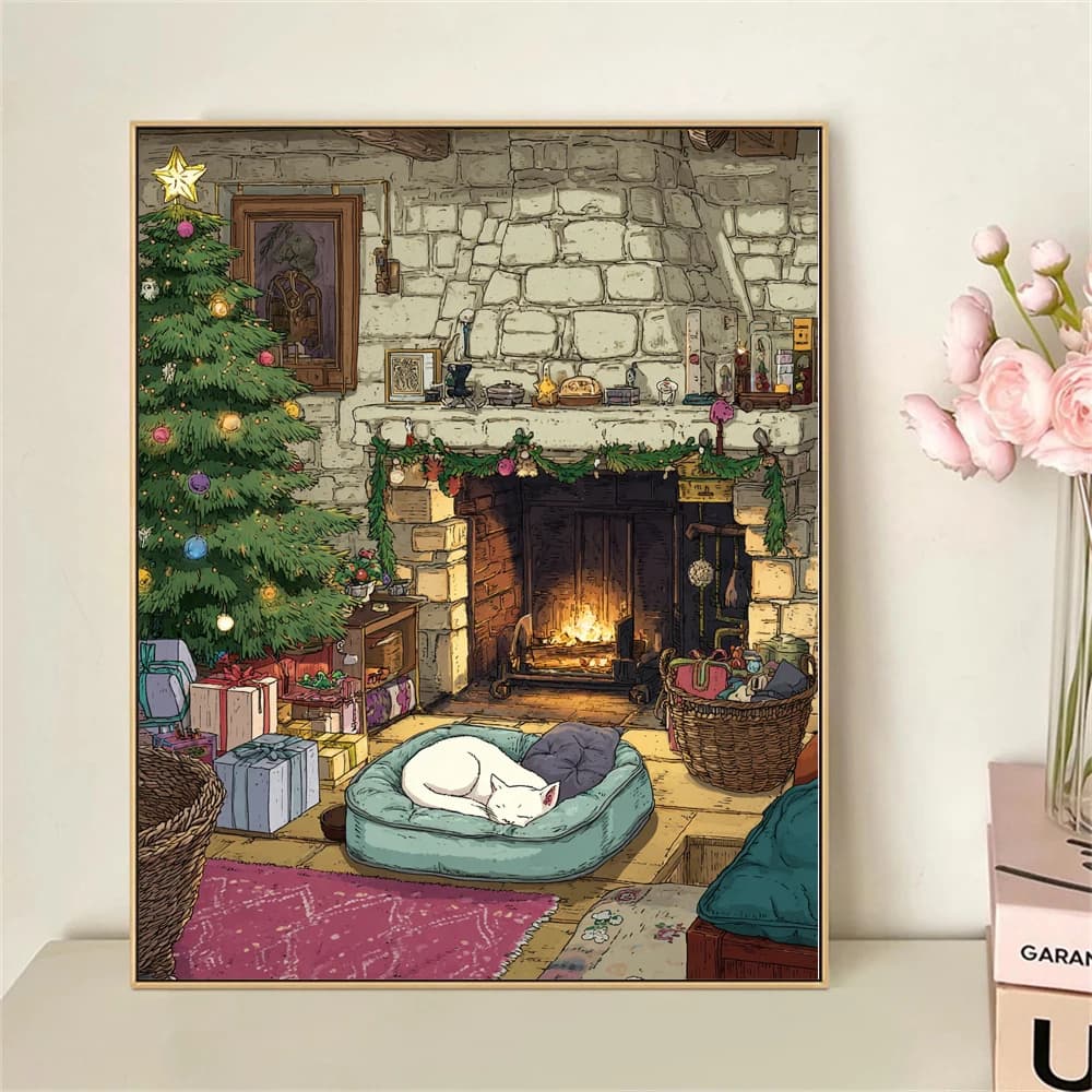 Paint by Numbers For Adult Kit A Warm Christmas DIY Dropshipping acrylic Oil Painting Canvas by Number Home Decor