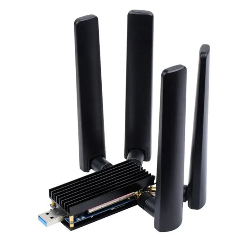 Scheda di espansione adattatore dongle 5G ABZW blu PC+metallo con quattro antenne Interfaccia USB3.1 M.2 USB3.1 per Raspberry Pi Jetson Nano