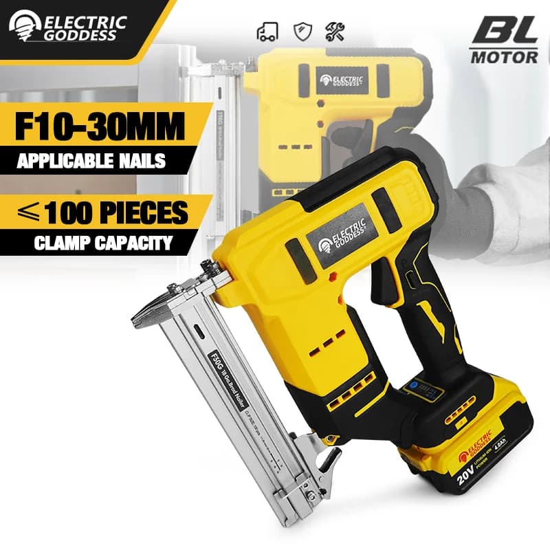 10-30 millimetri Brushless Pistola Sparachiodi Elettrica Regolazione di Profondità Chiodatrice Cucitrice F10-F30 Mobili Graffetta Pistola Per Dewalt 20V Batteria Spille