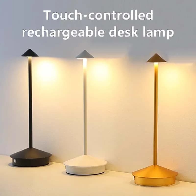 Lampada da Tavolo LED Ricaricabile Touch, Luce Notturna da Scrivania 3 Colori Dimmerabile, Illuminazione Decorativa Creativa per Camera da Letto, Bar, Hotel, Tavolino da Caffè