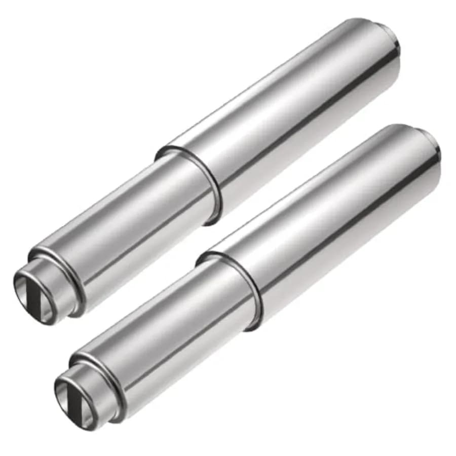 2 Pieces Universal Plastic Spring Loaded Toilet Paper Holder Roller Replacement, Chrome Silver