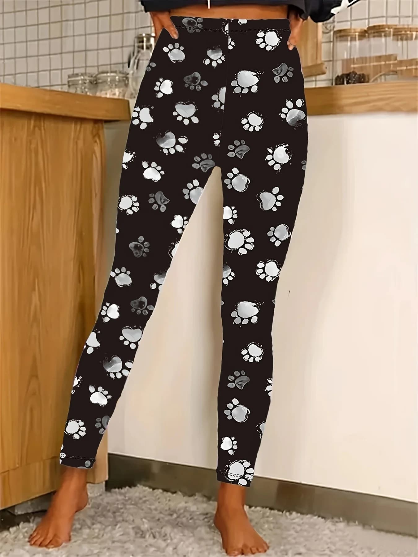 Women's Leggings dog paw Pattern 3D Printed Outdoor Casaul Trousers Stretch Elastic Waist Fall Winter Festival Streetwear