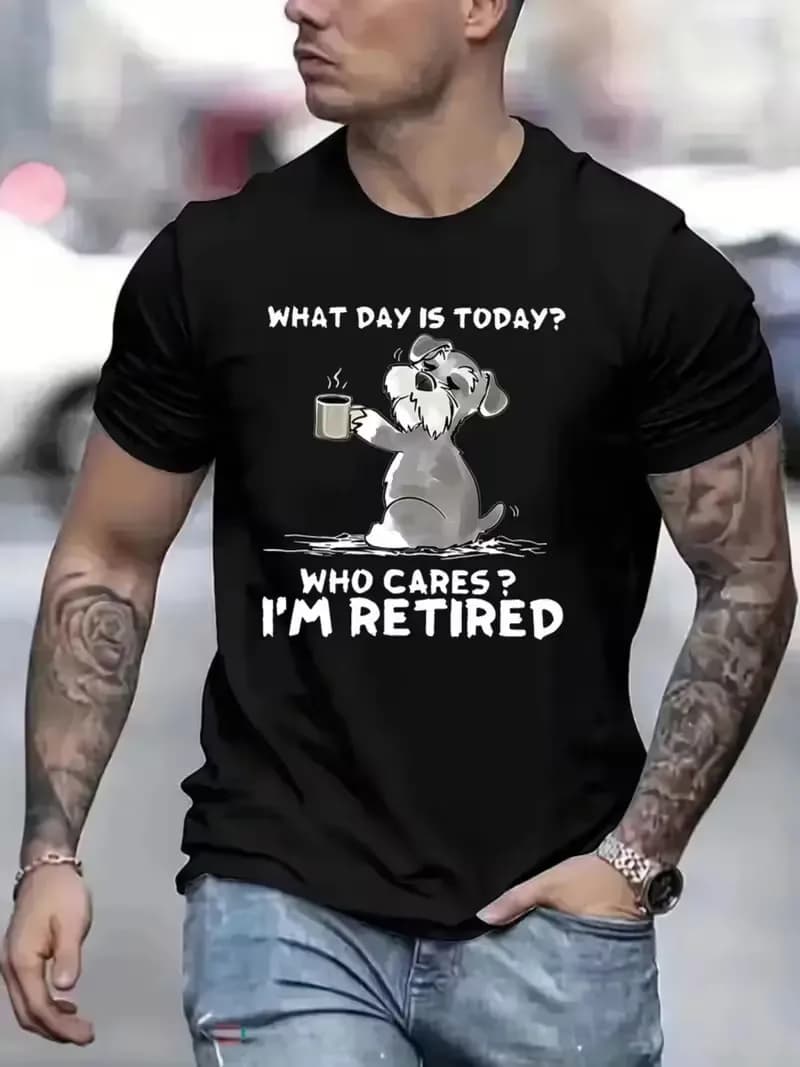 [T-shirt divertente per la pensione] T-shirt grafica divertente da uomo con tema pensionistico - 'What'