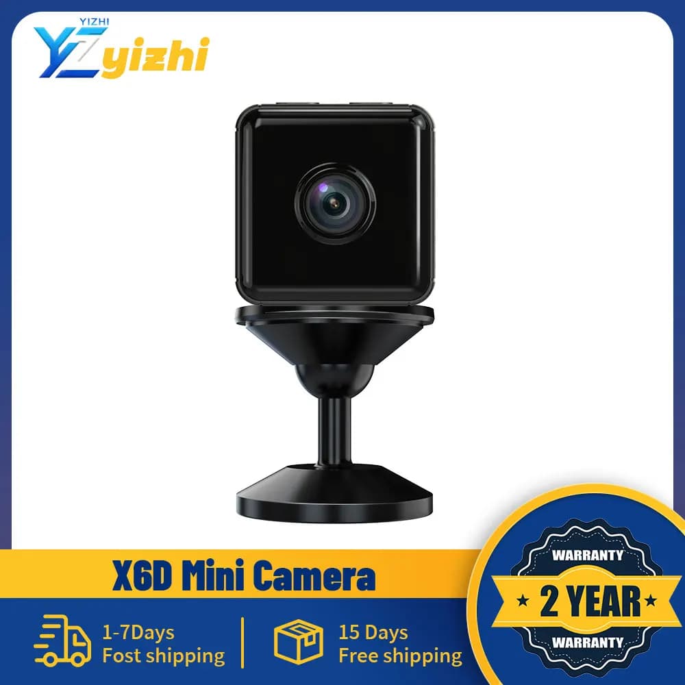 Telecamera IP Mini X6D WiFi, Videocamera Sportiva HD 1080P, Sorveglianza Wireless con Batteria Integrata, Visione Notturna, Micro Cam Smart per Casa