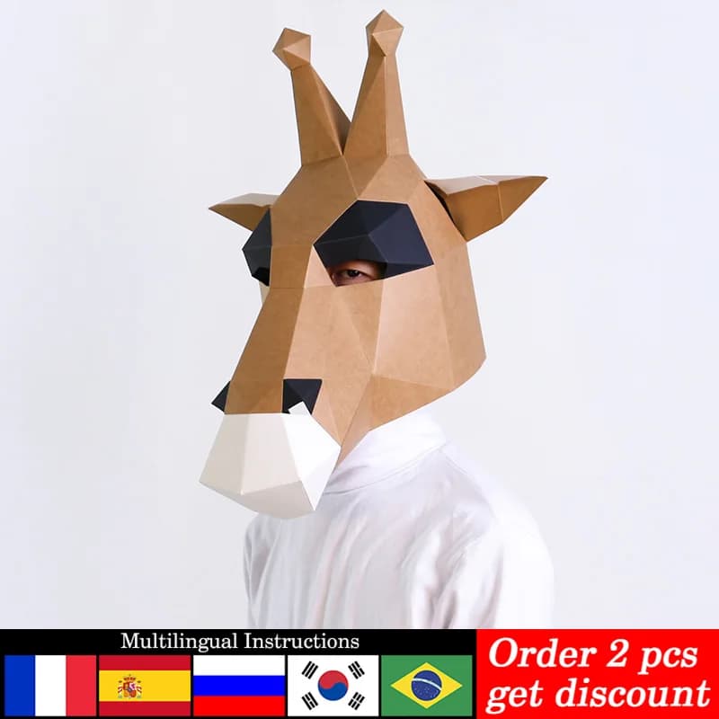 Giraffe Adult Mask Paper Model,3D Papercraft Art Origami Costume Party Cosplay,Handmade DIY Origami Craft RTY103