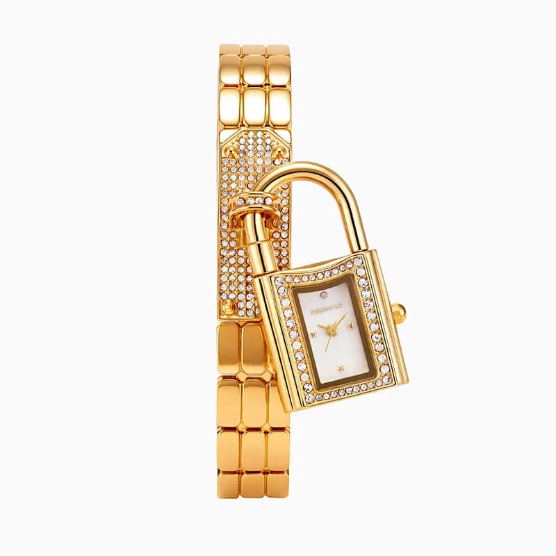 Concave shaped lock head bracelet bracelet strap diamond pendant lock shaped women's quartz bracelet watch