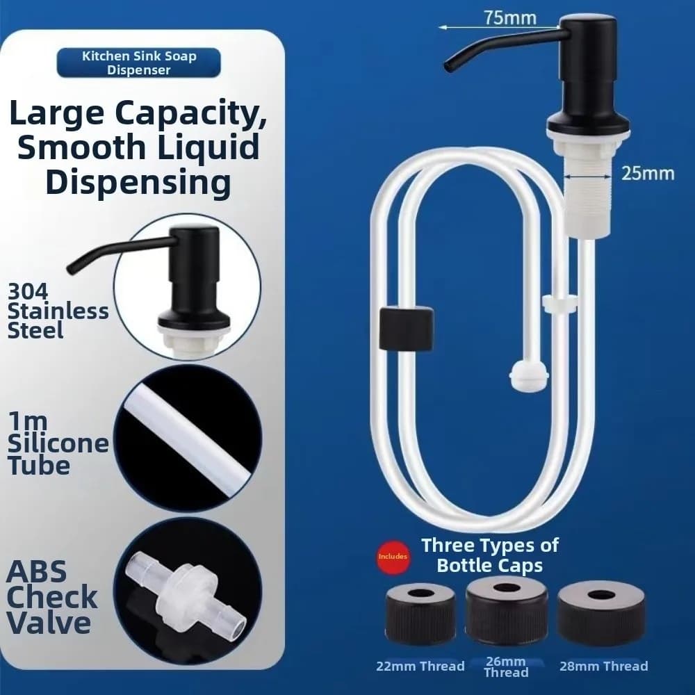 304 Stainless Steel Liquid Soap Dispenser Pump Refillable Heavy Duty Detergent Dispenser Extension Tube Easy Install