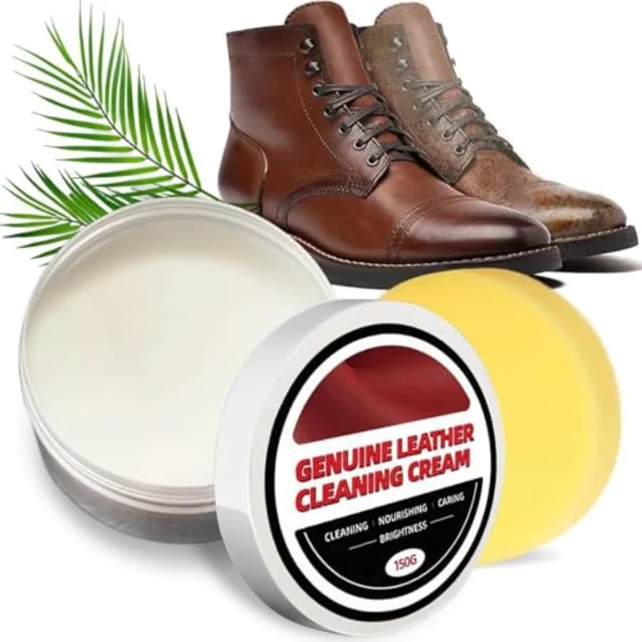 Natural Leather Conditioner and Cleaner Paste with Coconut Oil, Waterproof Leather Care Balm for Boots Shoes Bags Jackets Furni