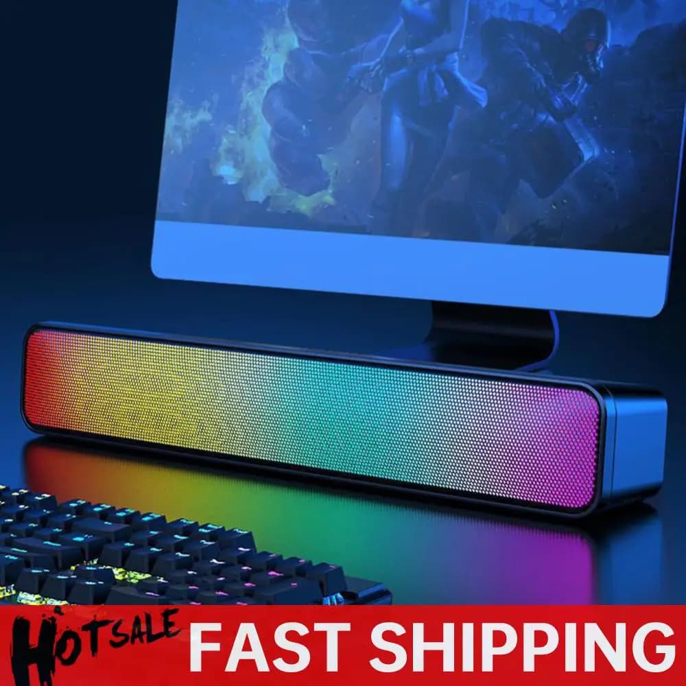 Altoparlante wireless RGB Altoparlante da tavolo compatibile Bluetooth Altoparlante per computer alimentato tramite USB con subwoofer ad alto volume per PC portatile