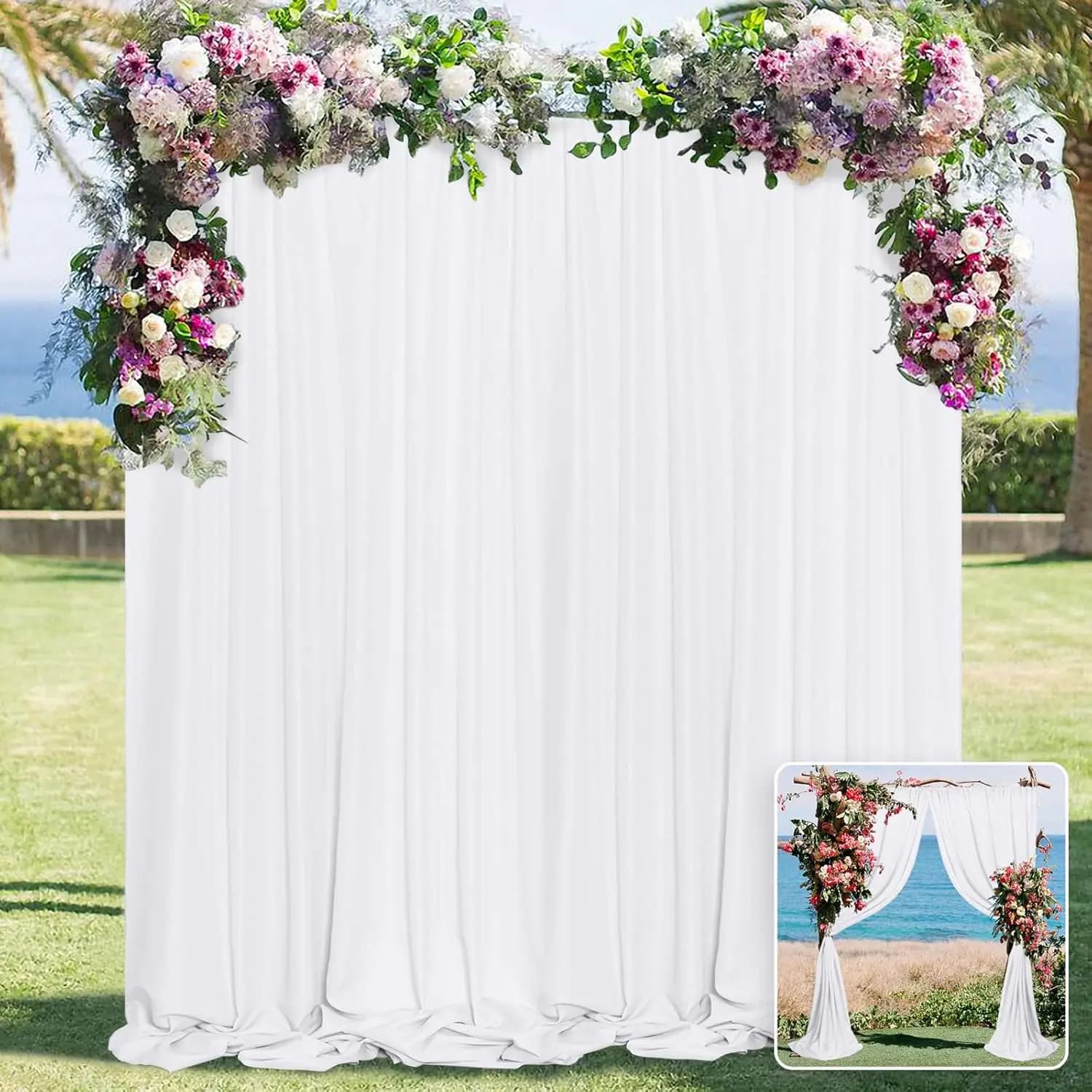 Tenda Sfondo Bianca 3x3 m per Matrimoni, Decorazioni Feste, Fotografia, Baby Shower, Compleanni - Drappeggi in Poliestere, 2 Pannelli