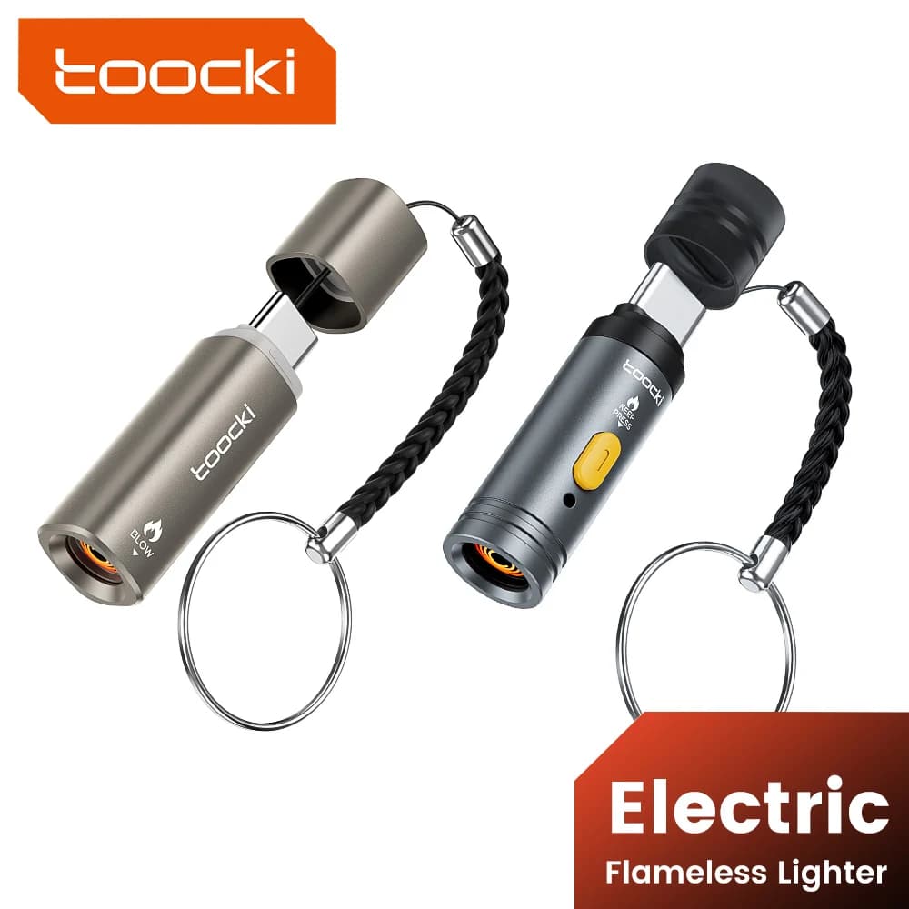 Toocki TG13/14 USB C Mini accendino Press/Blow to Iight Accensione portatile Accendino senza fiamma di tipo C approvato per la compagnia aerea per telefono cellulare