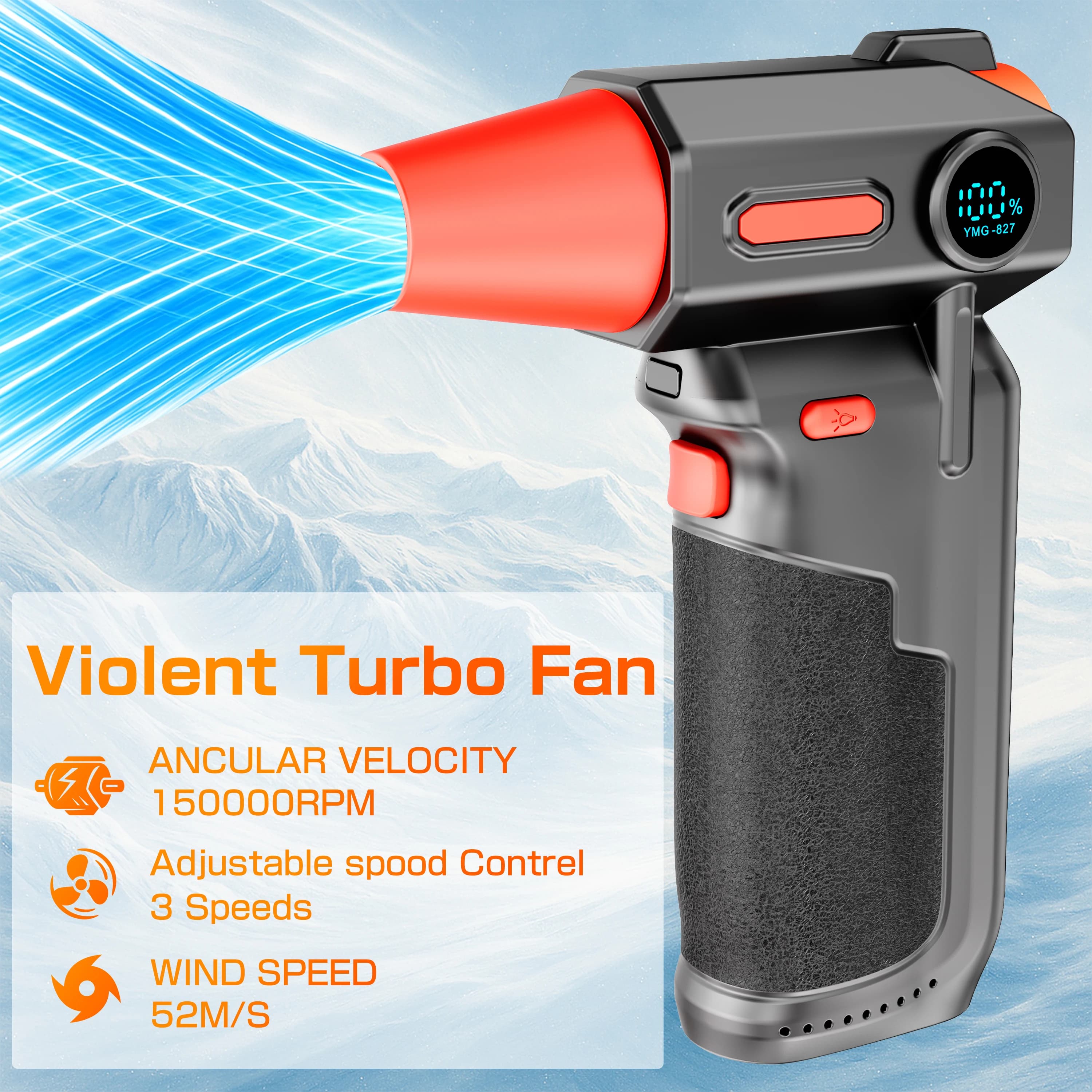Ventilatore Turbo 150000RPM con Motore Brushless, Soffiatore Portatile Ricaricabile, Strumento di Pulizia, Soffiatore d'Aria Elettrico Potente