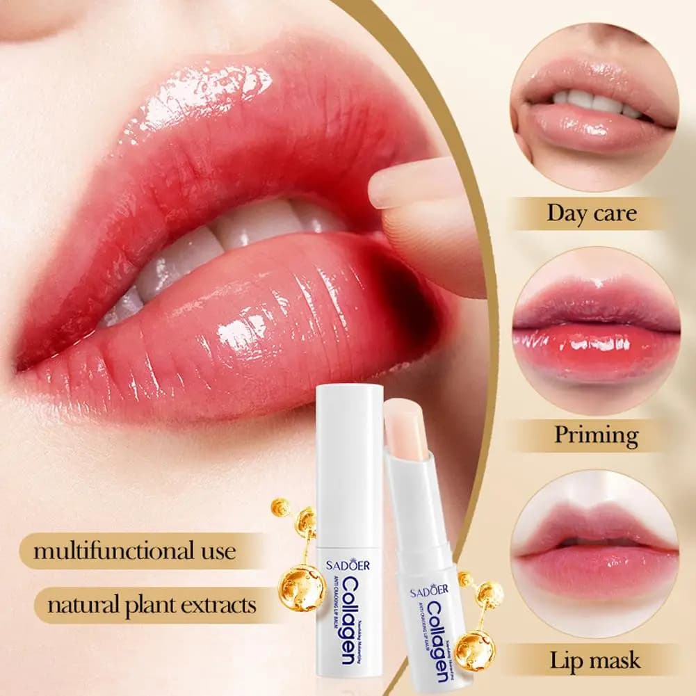 Balsamo per labbra con contenuto di collagene, nutriente, anti-screpolature, idratante, riduce le linee sottili, cura naturale levigante per le labbra, 1/3/5 pezzi