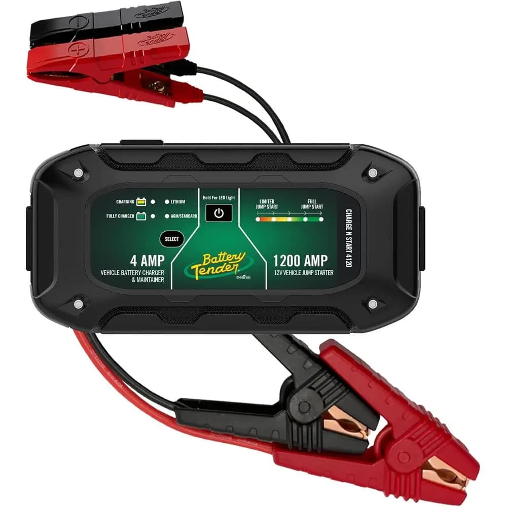 Charge N Start 4120 - Caricabatterie intelligente da 12 V/4 AMP e combo avviamento di emergenza da 1200 AMP | Manutentore batteria 2 in 1 per auto, moto