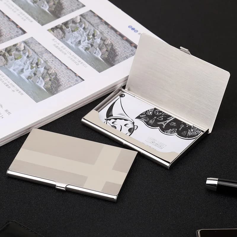 Custom LOGO Stainless Steel Business Card Box With Laser Engraving Customized Slim Business Card Holder and Portable Business Gift