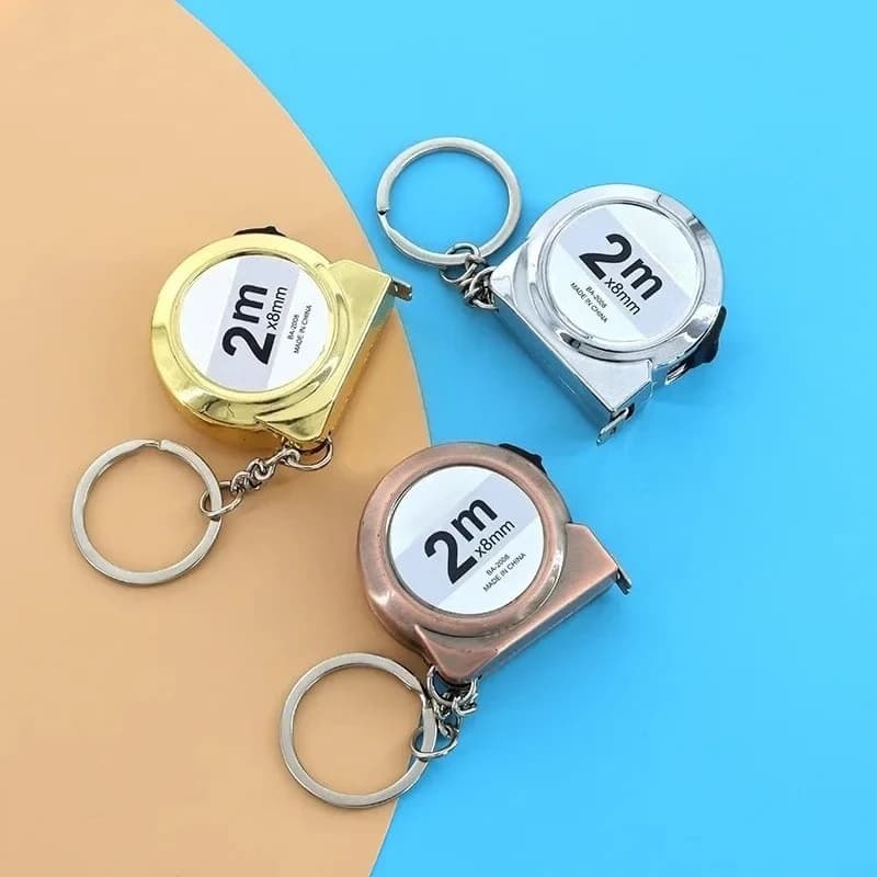 Mini 2 m ribbon, portable retractable keychain, soft steel design, small measuring tool for DIY crafts, home sewing