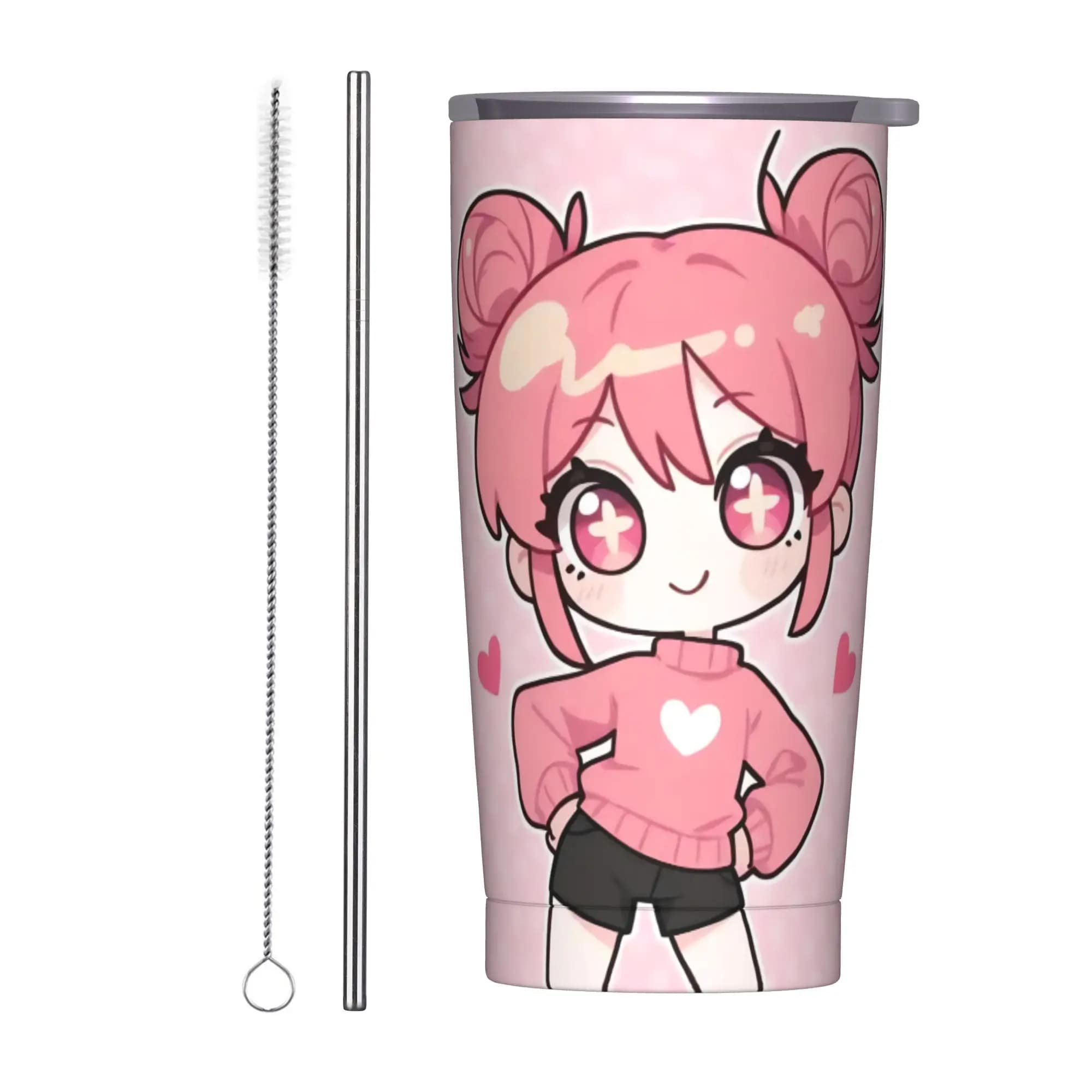 Trickcal C-Chibi Go Games Tumbler Tazza termica isolata sotto vuoto Tazza da viaggio in acciaio inossidabile Borraccia da 20 once