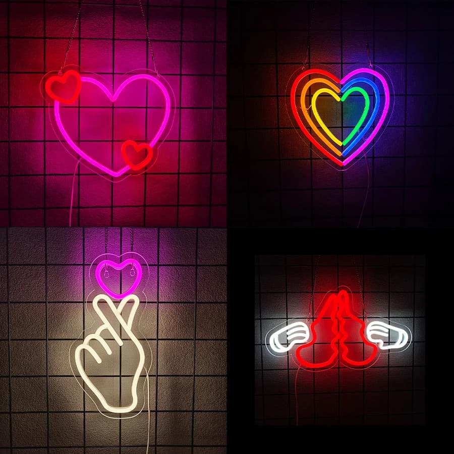 Insegna al neon a forma di cuore arcobaleno per decorazioni murali, insegna luminosa per camera da letto, matrimonio, fidanzamento, sala giochi, San Valentino, regalo per amici