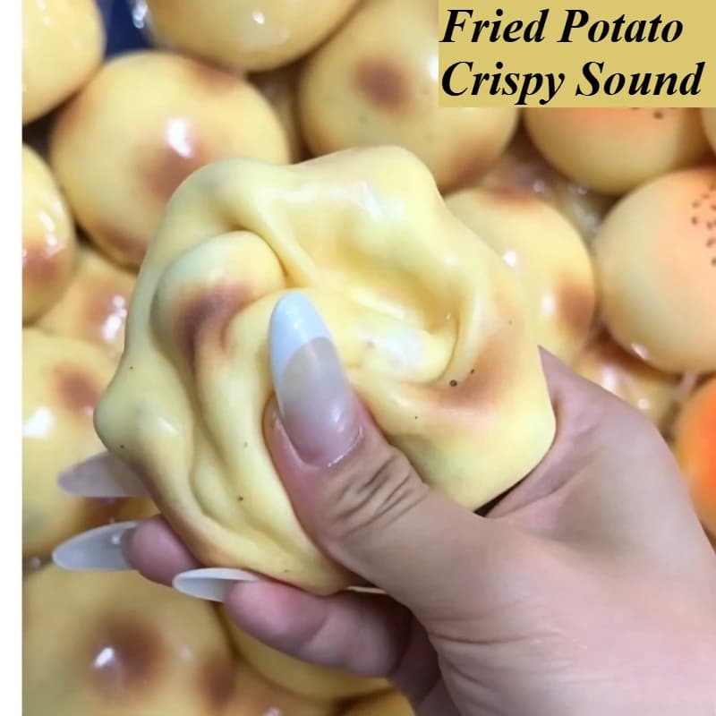 Fried Potato Shaped Squishy Toy Crispy Sound Stress-Relief Toy Slow Rising Stress Relief Squeeze Ball For Adults Gift