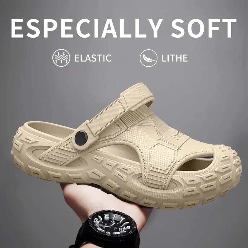 Gli uomini possono indossare sandali tipo Clog all'aperto in estate, che sono antiscivolo, traspiranti, antiodore e resistenti alle intemperie.