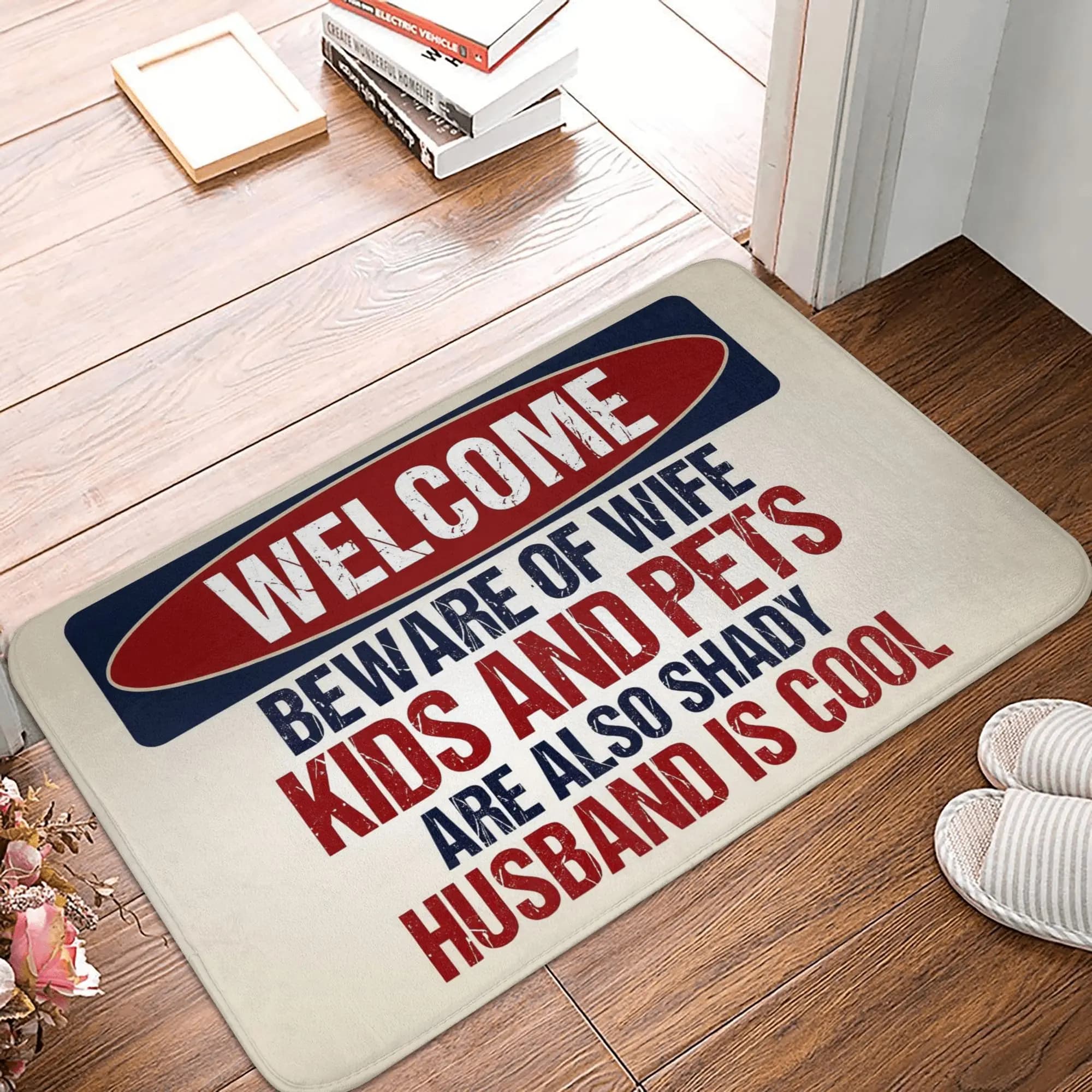 Welcome Beware Of Wife Kids And Pets Doormat Anti-Slip Bathroom Kitchen Mat Garden Garage Door Floor Entrance Carpet Rug