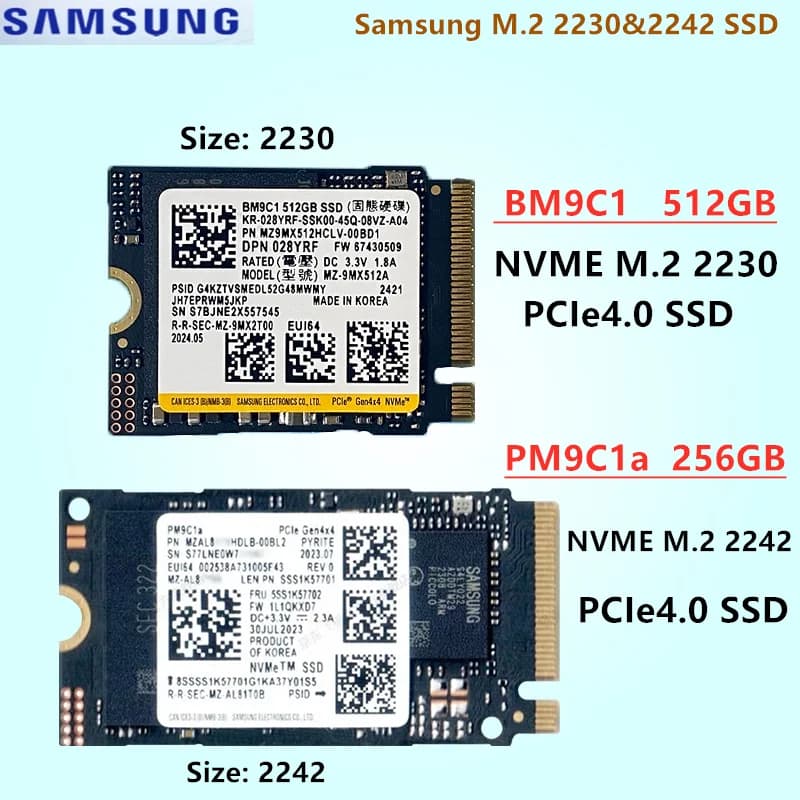 OEM Samsung NVME M.2 2230/2242 SSD PCIe 3.0x4 e PM991a 256GB e PM9B1 128GB e BM9C1 512gb PCIe4.0 e pm9c1a 256g M.2 2242 SSD