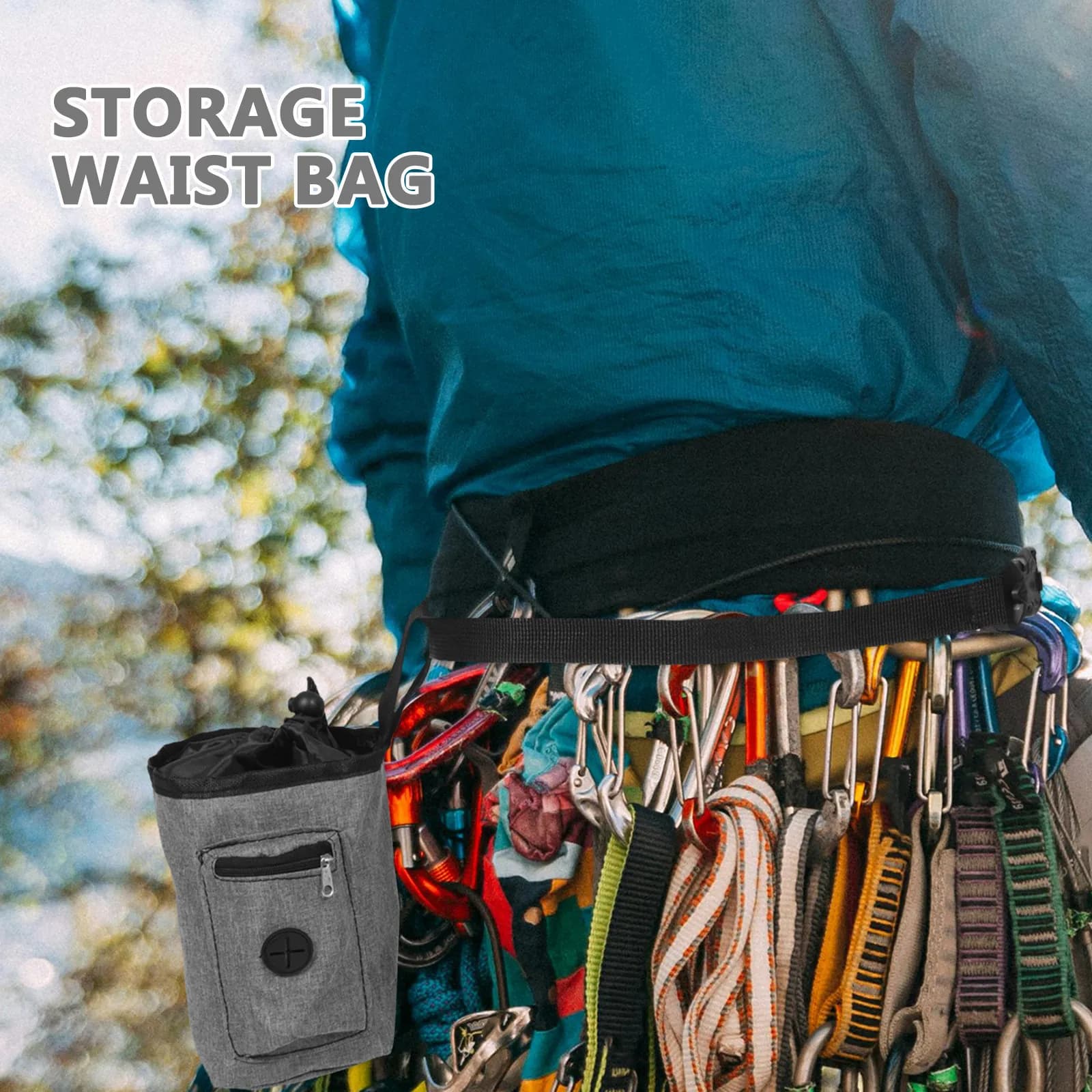 Sacchetto con coulisse per gesso da palestra e attrezzatura da arrampicata, per alpinisti e bouldering, modello a secchiello