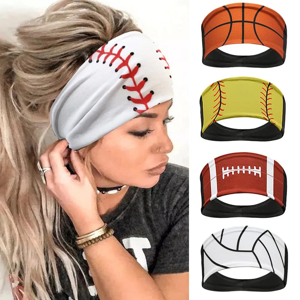 1 piece of sports style hair bands for women - Football models, basketball, volleyball, softball - non-slip, absorbing sweat