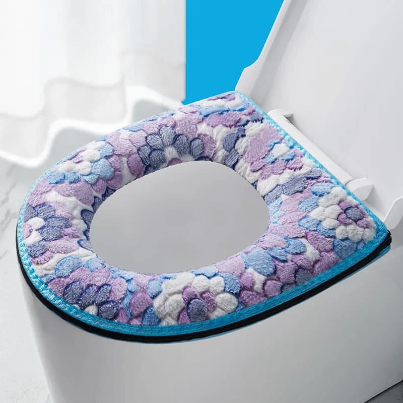 Fitted toilet seat for home, double fastening with zipper and Velcro, universal for four seasons, washable, soft on the skin, non-slip fit