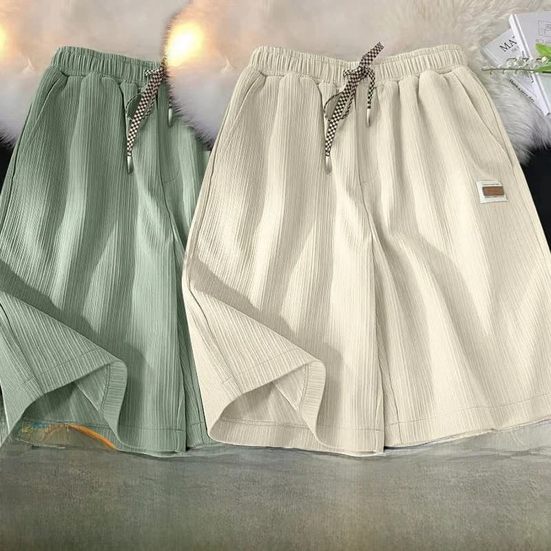 Large Size Mint Green Ice Silk Shorts Knee-Length Five-Part Thin Sporty Summer Casual Pants for Men And Women