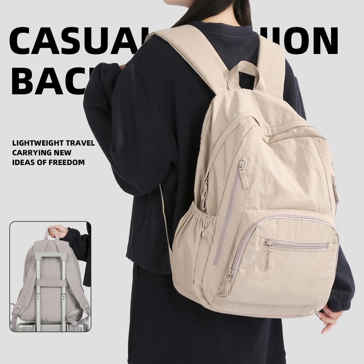 Zaino da donna, stile giapponese originale, zaino da viaggio leggero per brevi distanze, borsa per computer per studenti universitari, studente delle scuole superiori, studente delle scuole medie