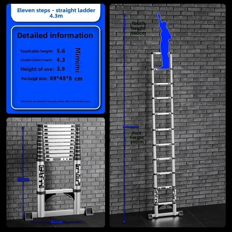 Thickened aluminum alloy multifunctional telescopic herringbone ladder staircase indoor lifting folding ladder bamboo ladder