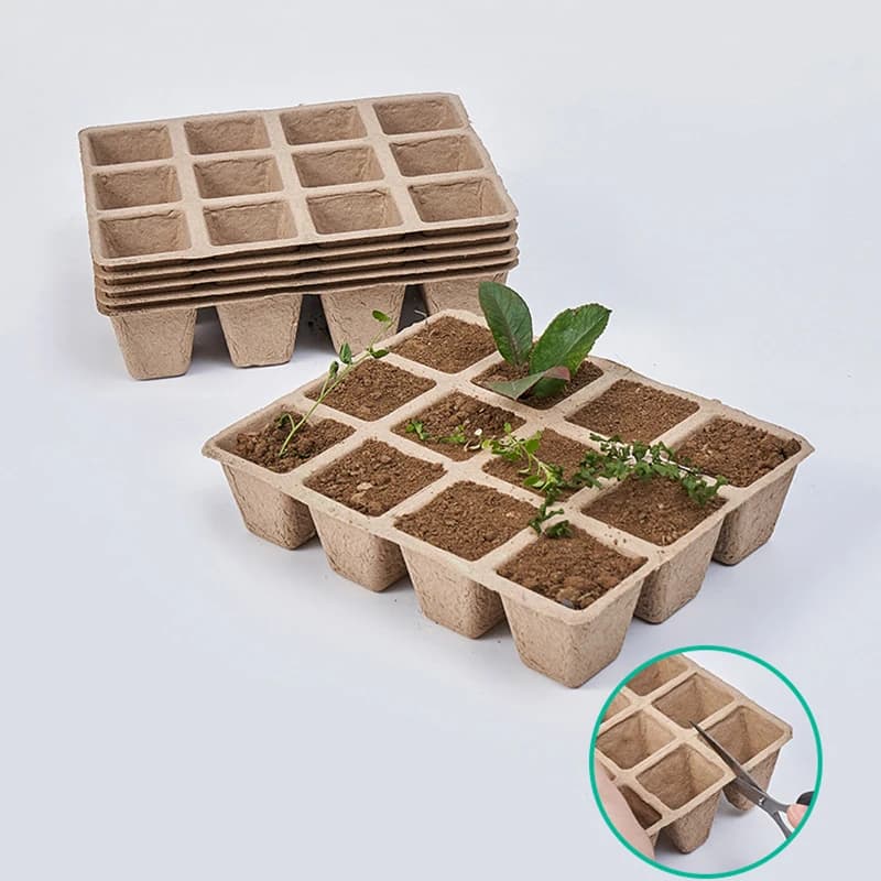 5 pz 12 fori pianta vivaio vassoio polpa biodegradabile giardinaggio vassoio di semina seminatrice idroponica sistema di coltivazione strumenti