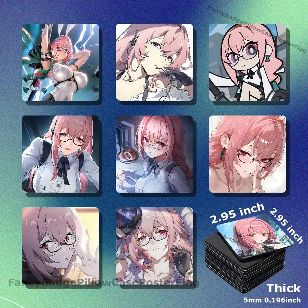 Yanagi Tsukishiro ZZZ Acrylic Refrigerator Magnets Square Tiles with Magnetic Sheets for Home Decoration