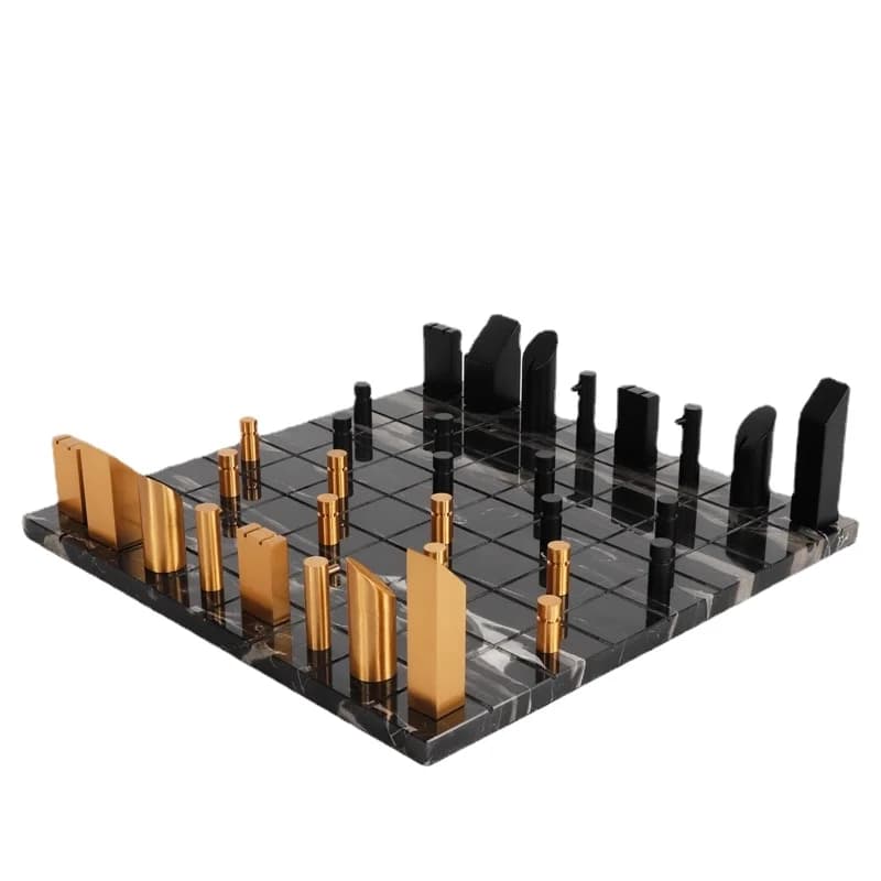 Set di scacchi in metallo scacchiera in marmo di lusso pezzi degli scacchi in alluminio bambini adulti giochi da tavolo famiglia creativa giochi da tavolo regali