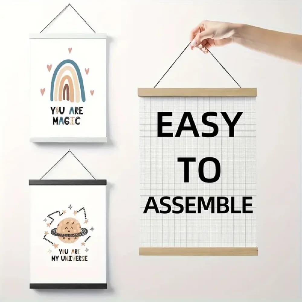 1pc Legno di Teak Poster Magnetico Grucce Nero Bianco Teak 21 30 40 50cm Cornice per foto da parete Scorrimento Dipinti su tela Cornici per foto