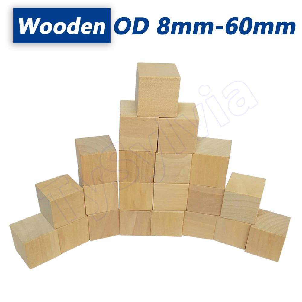 Cubi di Legno, Blocchi di Legno Naturale Non Trattato, Blocchi di Legno Quadrati Grezzi da 8mm a 60mm