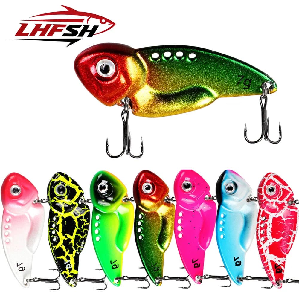 LHFSH Metal VIB Bait Fishing Lure with 3D Eyes Sinking Hard Bait Spoon (7g/10g/12g/14g) Balancer Jig Casting Lure for Saltwater