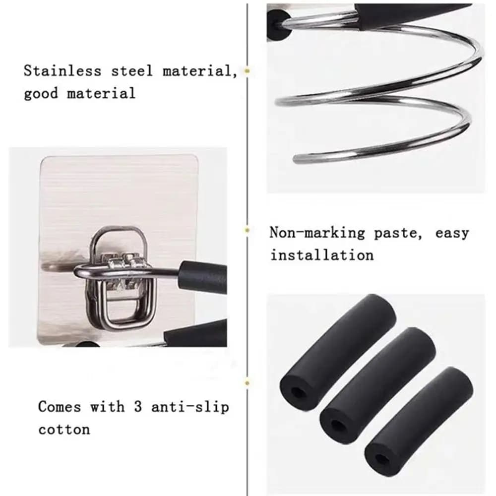 1Pcs Stainless Steel Hair Dryer Holder Adhesive Mount No Drilling Wall Mounted Holder Space Saving Cable Slot