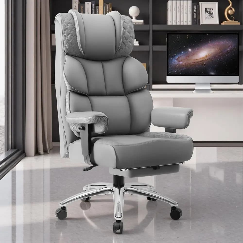 Sedia da gaming ergonomica reclinabile in pelle con schienale alto, poggiapiedi, supporto lombare imbottito, ruote girevoli per utenti di statura alta e corpulenti, G